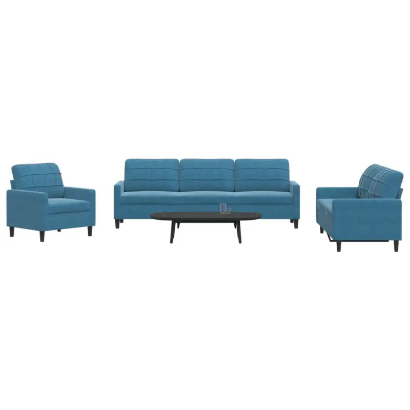 Banken loungeset met comfortabele zithoek en opvallend design - Blauw / Met voetenbank - Banken