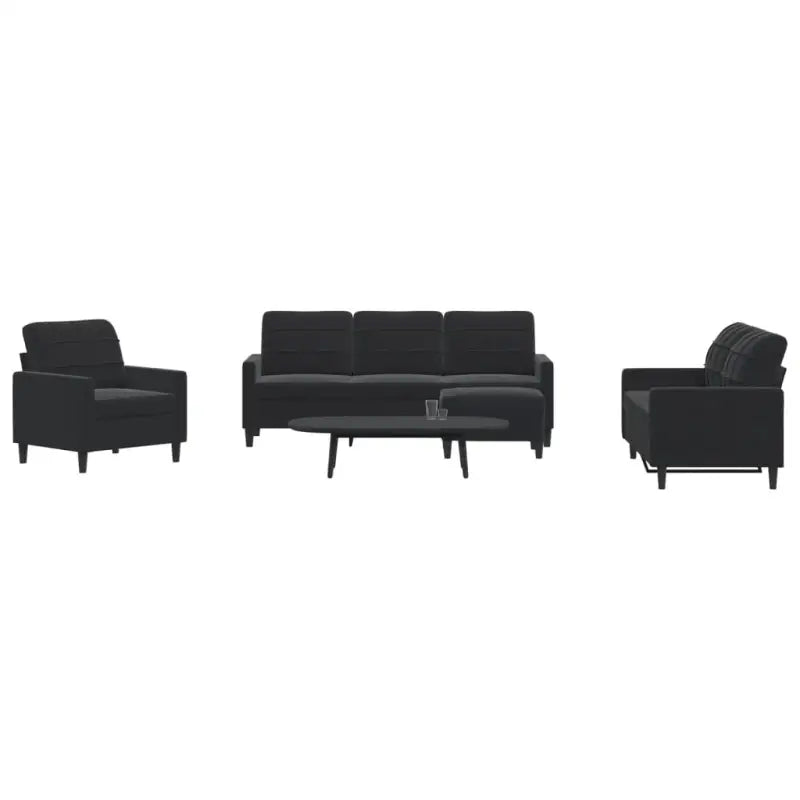 Banken loungeset met comfortabele zithoogte en elegante totale afmetingen - Zwart / Met voetenbank - Banken