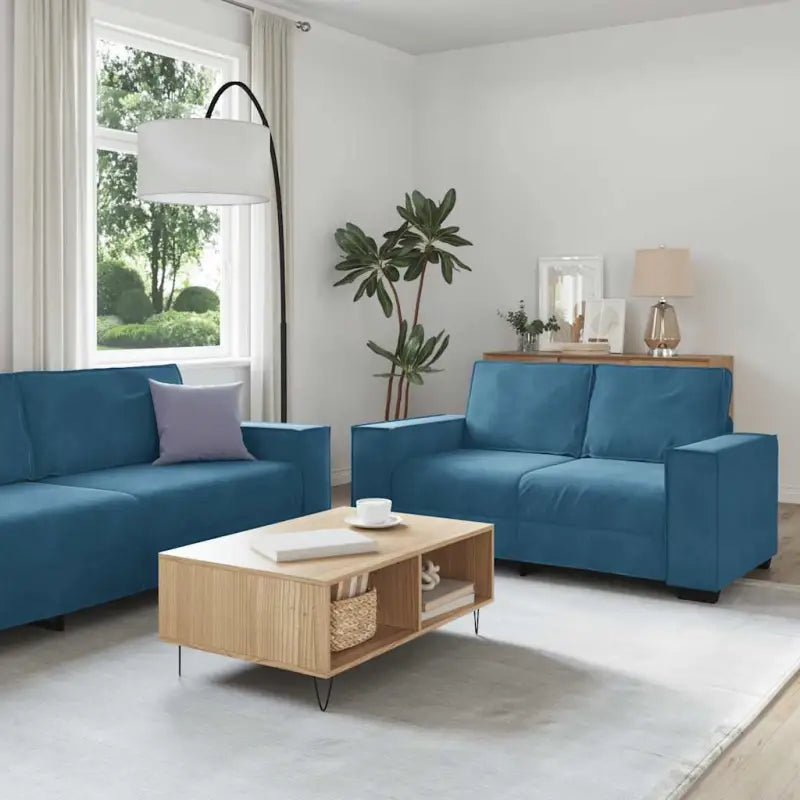 Banken loungeset met compacte totale afmetingen en comfortabele zitbreedte - Blauw - Banken