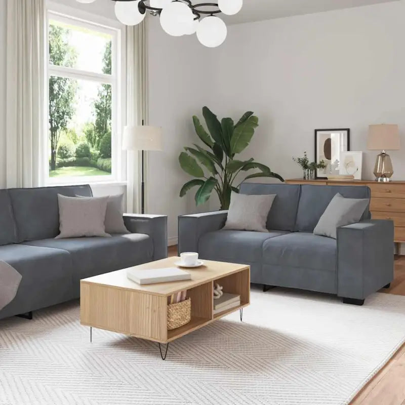 Banken loungeset met compacte totale afmetingen en comfortabele zitbreedte - Donkergrijs - Banken