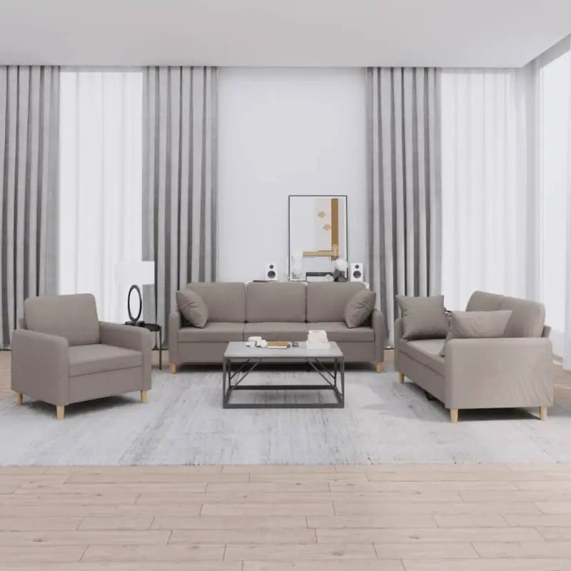 Banken loungeset met duurzame stof en comfortabele vulling - Taupe / met kussens - Banken