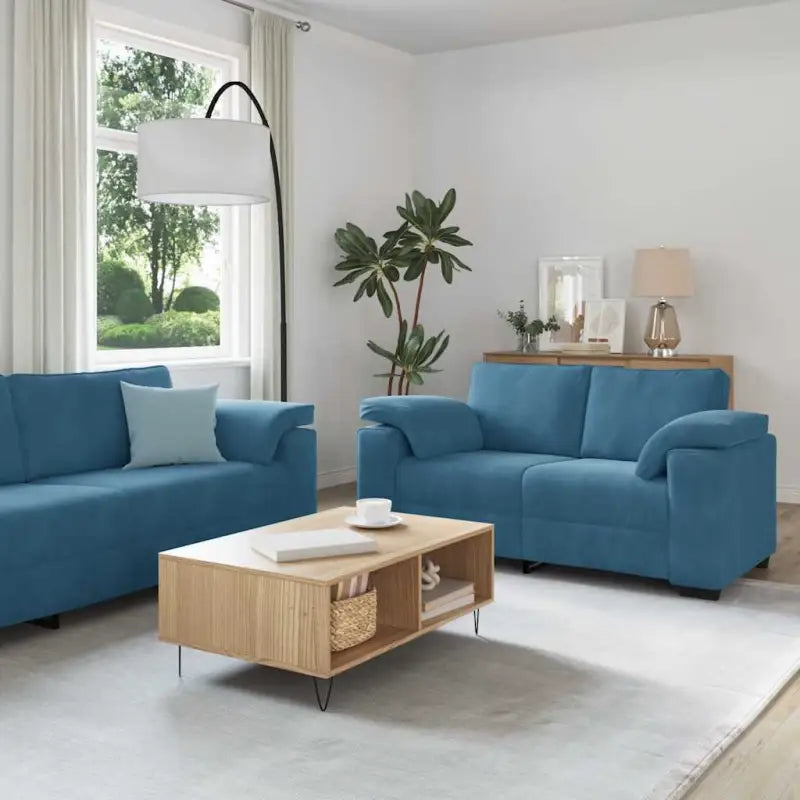 Banken loungeset met ruime totale afmetingen en comfortabele zittingen - Blauw - Banken