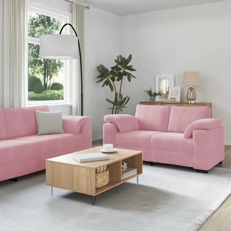 Banken loungeset met ruime totale afmetingen en comfortabele zittingen - Roze - Banken