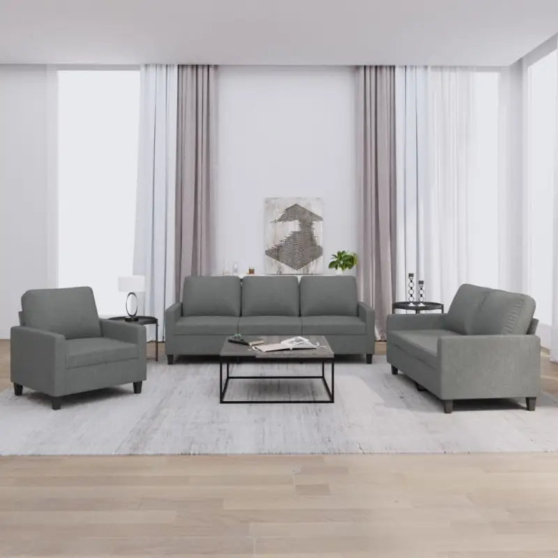 Banken loungeset met ruime totale afmetingen en comfortabele breedte zitting - Donkergrijs / met kussens - Banken