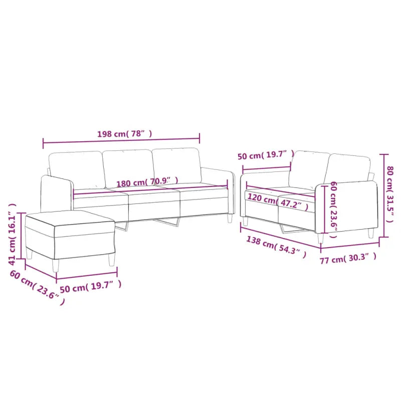 Banken loungeset met ruime totale afmetingen en comfortabele zitdiepte - Banken