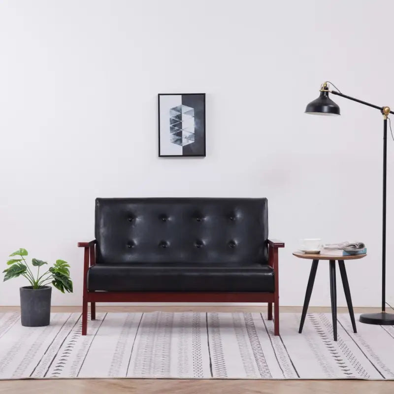 Banken met houten frame en kunstleer voor een retro woonkamer sfeer - Zwart / Tweezitsbank - Banken