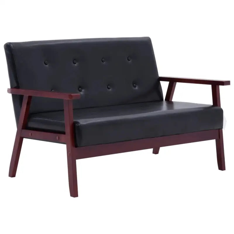 Banken met houten frame en kunstleer voor een retro woonkamer sfeer - Banken
