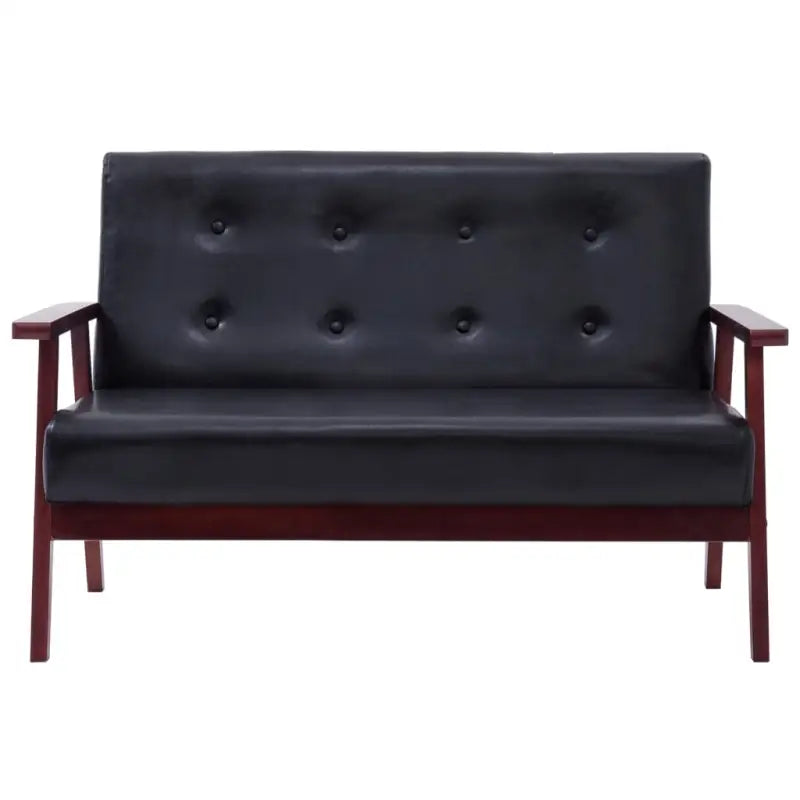 Banken met houten frame en kunstleer voor een retro woonkamer sfeer - Banken