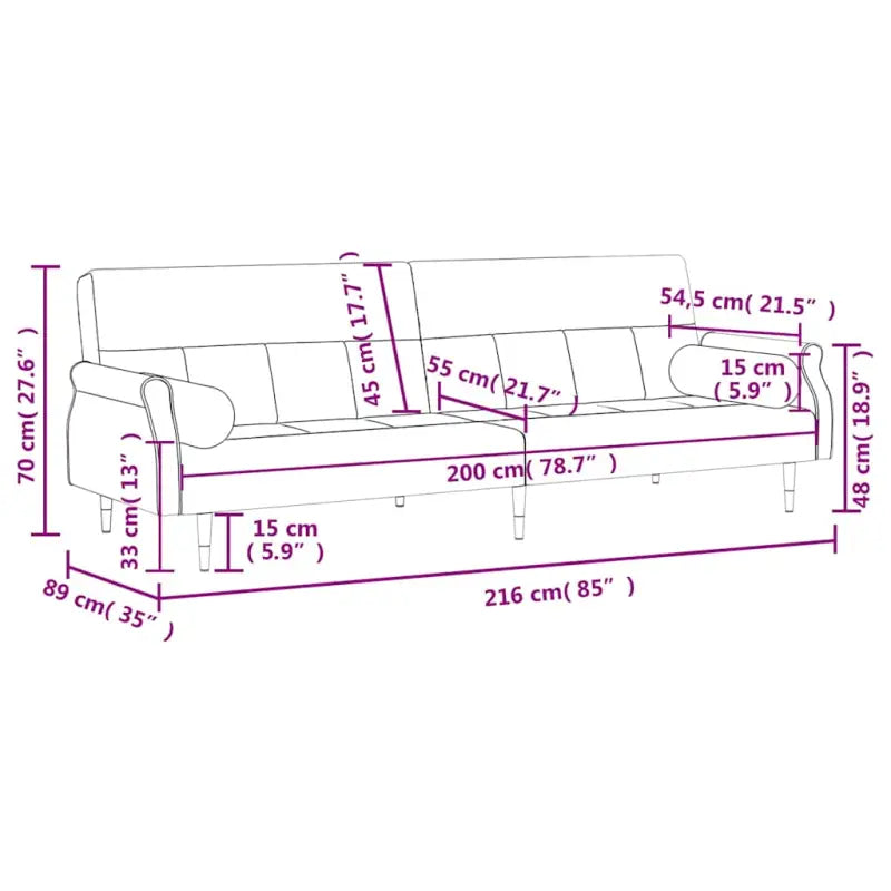 Banken slaapbank met comfortabele zitplaats en metalen voetjes - Groen - Banken