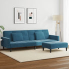 Banken slaapbank met kunststof materiaal vulling en voetenbank - Blauw / Met armleuning - Banken