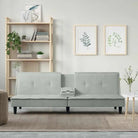 Banken slaapbank met totale afmetingen en luxe fluwelen bekleding - Lichtgrijs - Banken