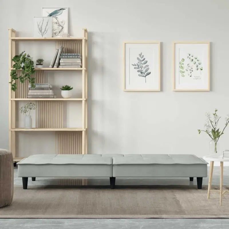 Banken slaapbank met totale afmetingen en luxe fluwelen bekleding - Lichtgrijs - Banken