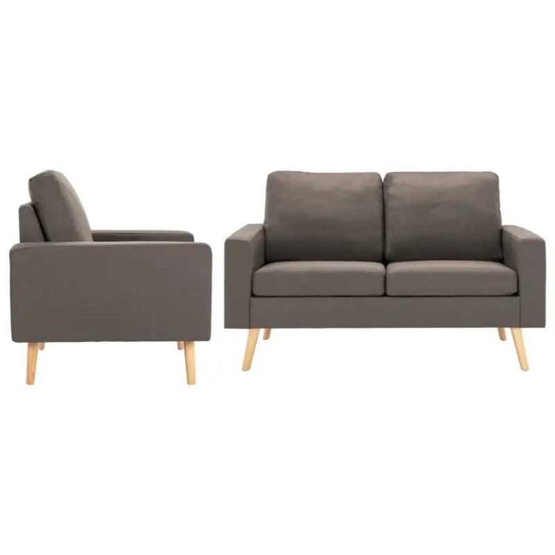 Banken Tweezitsbank met zacht materiaal vulling en comfortabele kussens - Taupe / Fauteuil + tweezitsbank - Banken