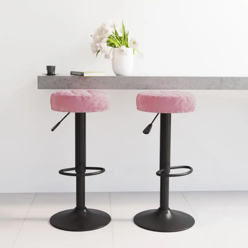 Barkrukken met ingebouwde voetensteun en zacht fluwelen bekleding - Roze / 2 - Barkrukken