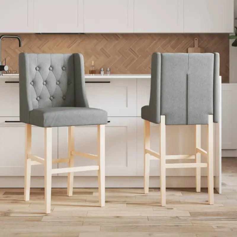 Barkrukken met massief rubberhout en comfortabele rugleuning - Lichtgrijs / 1 - Barkrukken