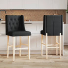 Barkrukken met massief rubberhout en comfortabele rugleuning - Zwart / 1 - Barkrukken