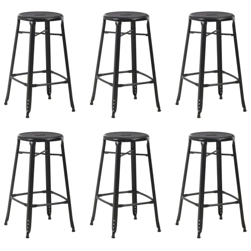 Barkrukken set van gepoedercoat staal met levering bevat - Zwart / 6 - Barkrukken