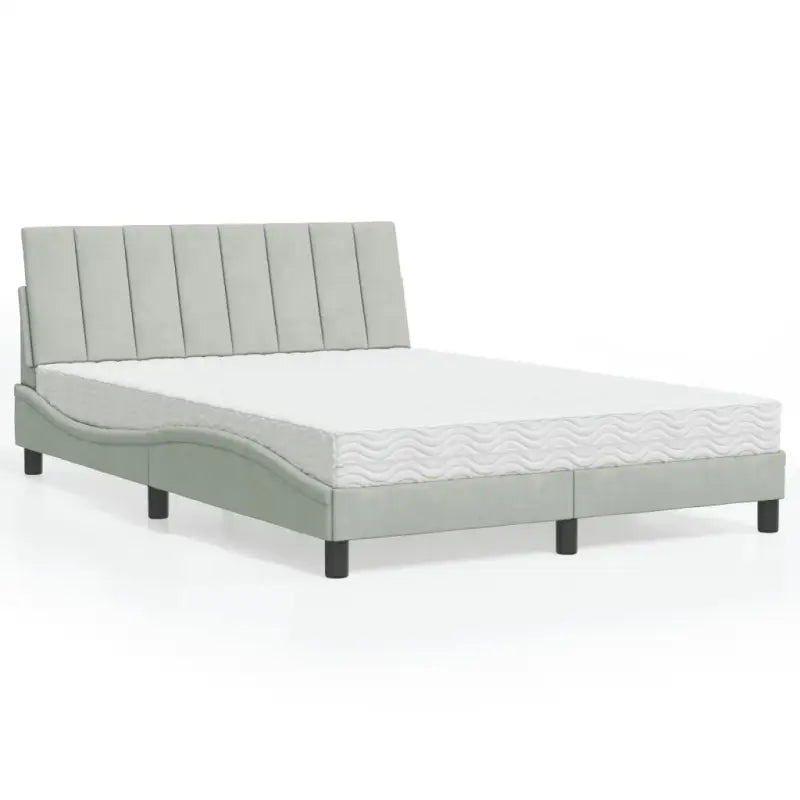 Bed met multiplex lattenbodem en 22d PU-schuim in blauw materiaal - Lichtgrijs / 140 x 190 cm - Bedden & bedframes