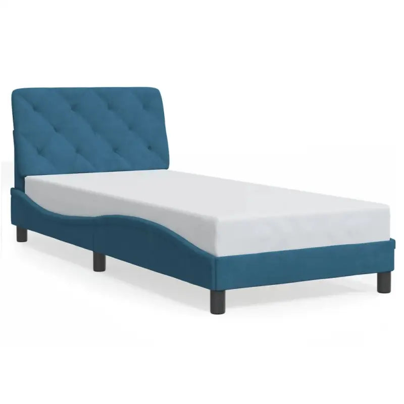 Bed met multiplex lattenbodem en 22d PU-schuim in blauw materiaal - Blauw / 90 x 190 cm - Bedden & bedframes