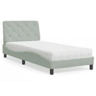 Bed met multiplex lattenbodem en 22d PU-schuim in blauw materiaal - Lichtgrijs / 90 x 190 cm - Bedden & bedframes