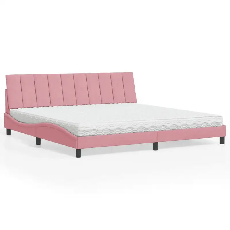 Bed met multiplex lattenbodem en 22d PU-schuim in blauw materiaal - Roze / 200 x 200 cm - Bedden & bedframes
