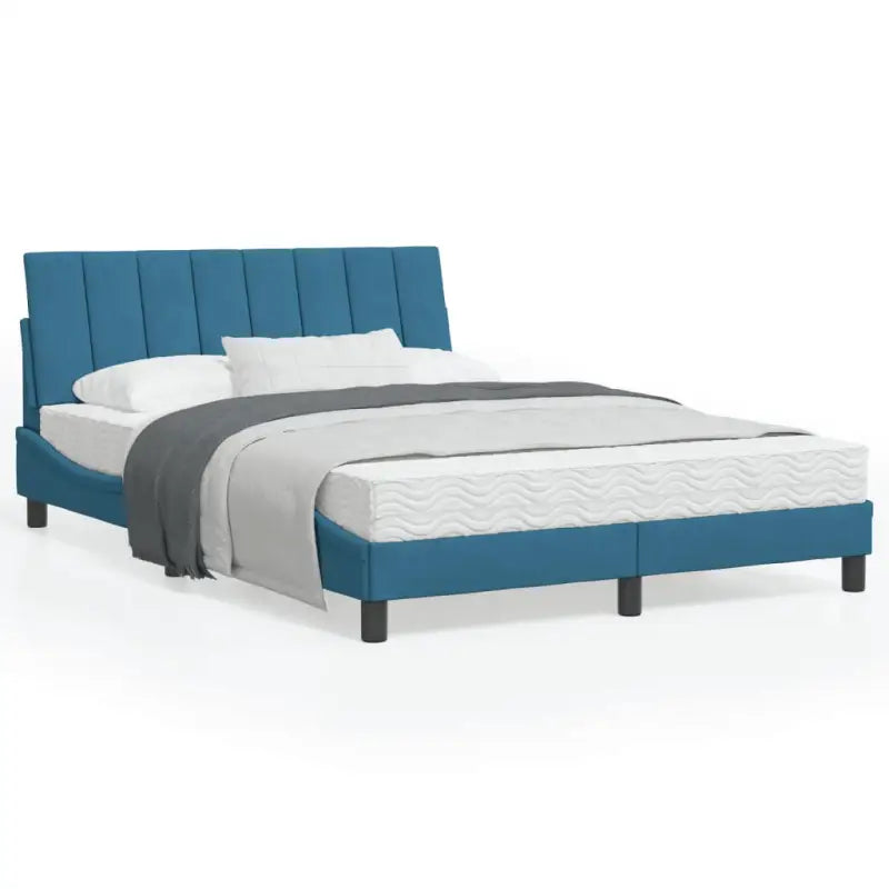 Bed met multiplex lattenbodem en 22d PU-schuim in blauw materiaal - Blauw / 120 x 200 cm - Bedden & bedframes