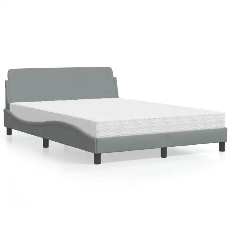Bed met multiplex lattenbodem en 22D PU-schuim matras voor optimale slaap - Lichtgrijs / 140 x 190 cm - Bedden &