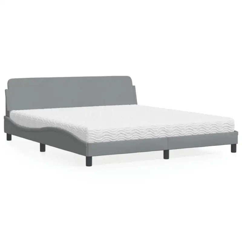 Bed met multiplex lattenbodem en 22D PU-schuim matras voor optimale slaap - Lichtgrijs / 180 x 200 cm - Bedden &