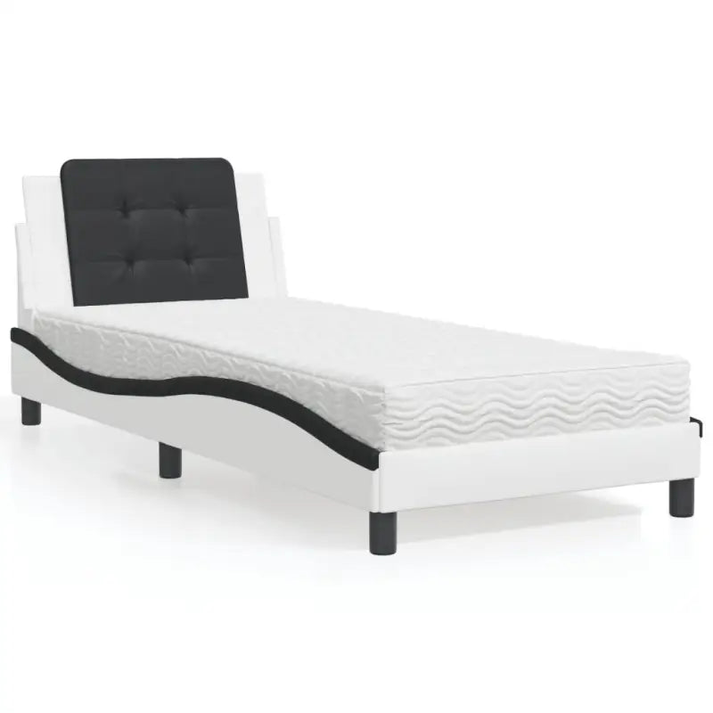 Bed met multiplex lattenbodem en 22d pu-schuim voor optimaal comfort - Wit en zwart / 90 x 190 cm - Bedden & bedframes