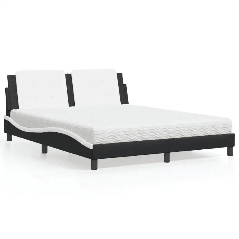 Bed met multiplex lattenbodem en 22d pu-schuim voor optimaal comfort - Zwart en wit / 160 x 200 cm - Bedden & bedframes