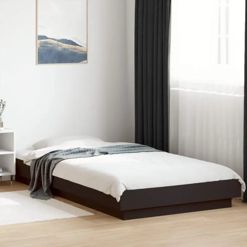 Bed met RGB LED-verlichting en bewerkt hout voor een stabiele nachtrust - Zwart / 75 x 190 cm - Bedden & bedframes