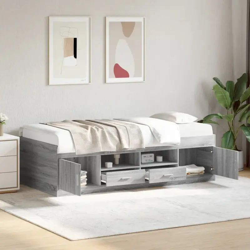 Bedden en bedframes veelzijdige slaapbank in grijs Sonoma eiken bewerkt hout - Bedden & bedframes