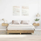 Bedframe in gerookt eiken voor een stabiele en stijlvolle slaapkamer - artisian oak / 150 x 200 cm - Bedden & bedframes