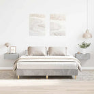 Bedframe in gerookt eiken voor een stabiele en stijlvolle slaapkamer - Betongrijs / 140 x 200 cm - Bedden & bedframes