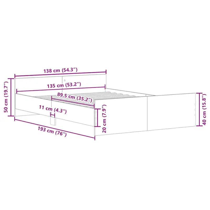 Bedframe in Grijs Sonoma voor een stevige en stabiele nachtrust - Bedden & bedframes