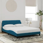 Bedframe met hoofdeinde en multiplex lattenbodem in zacht fluweel - Blauw / 120 x 200 cm - Bedden & bedframes