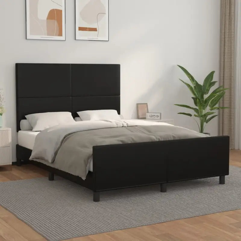 Bedframe met hoofdeinde en multiplex lattenbodem inclusief levering bevat - Zwart / 140 x 190 cm / Effen ontwerp