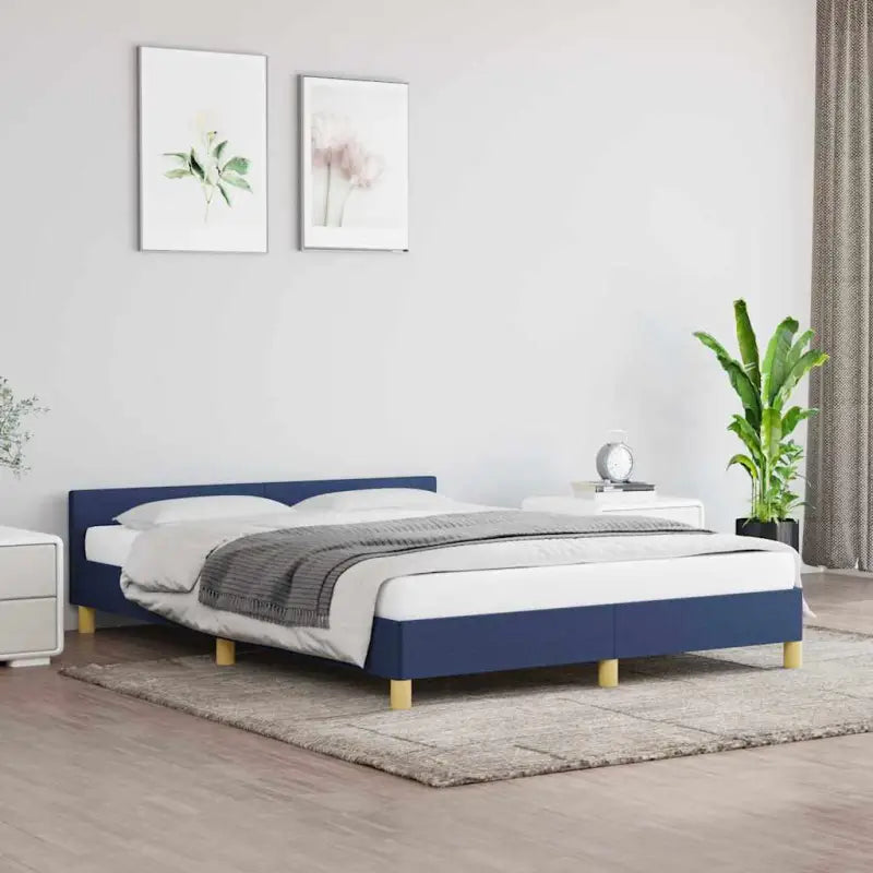 Bedframe met hoofdeinde en multiplex lattenbodem voor comfortabele nachtrust - Blauw / 140 x 200 cm - Bedden & bedframes