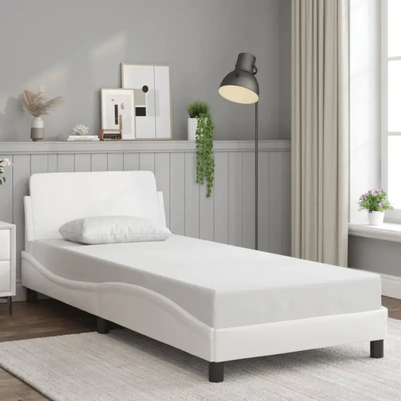 Bedframe met hoofdeinde en multiplex lattenbodem voor een goede nachtrust - Wit / 90 x 200 cm - Bedden & bedframes