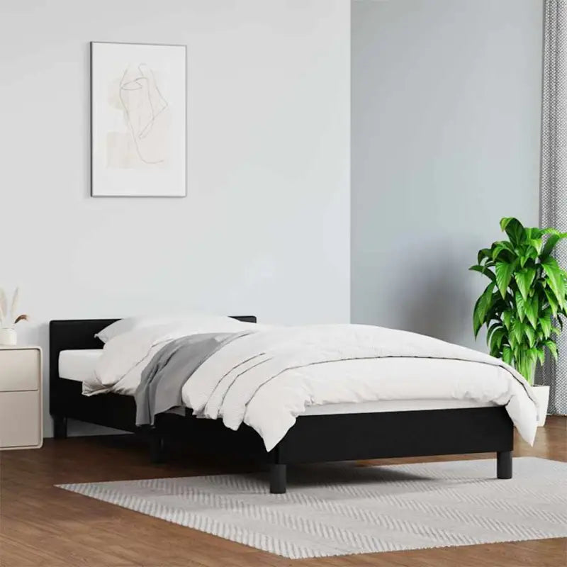 Bedframe met hoofdeinde en multiplex lattenbodem voor een goede nachtrust - Zwart / 90 x 190 cm - Bedden & bedframes
