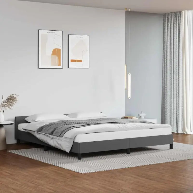 Bedframe met hoofdeinde en multiplex lattenbodem voor een goede nachtrust - Grijs / 180 x 200 cm - Bedden & bedframes