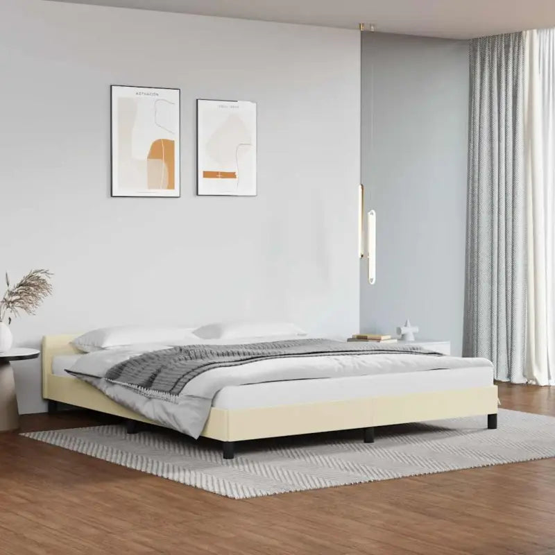 Bedframe met hoofdeinde en multiplex lattenbodem voor een goede nachtrust - Crème / 180 x 200 cm - Bedden & bedframes