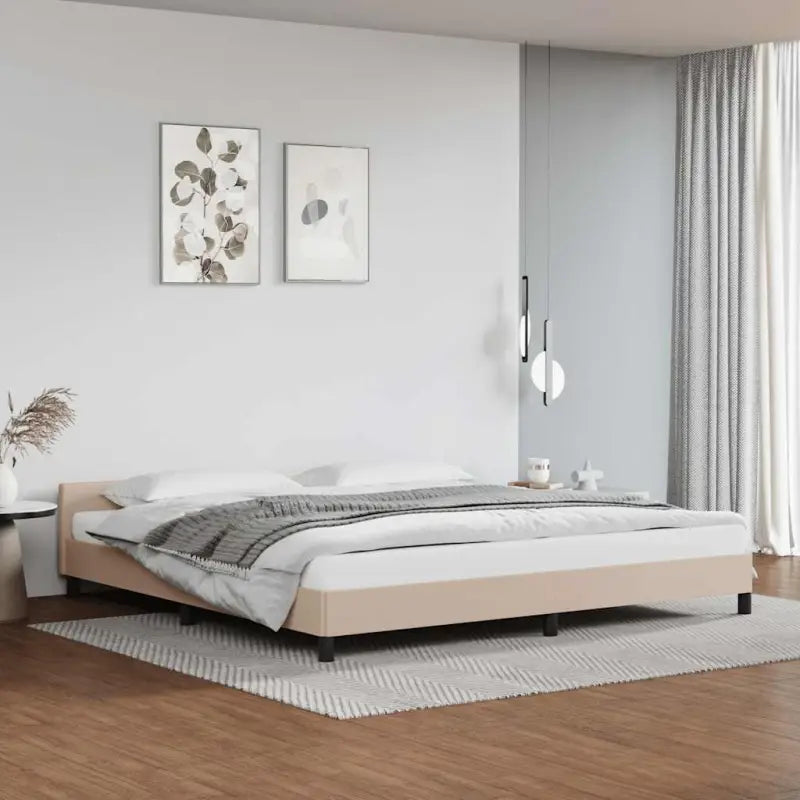 Bedframe met hoofdeinde en multiplex lattenbodem voor een goede nachtrust - Cappuccino / 200 x 200 cm - Bedden &