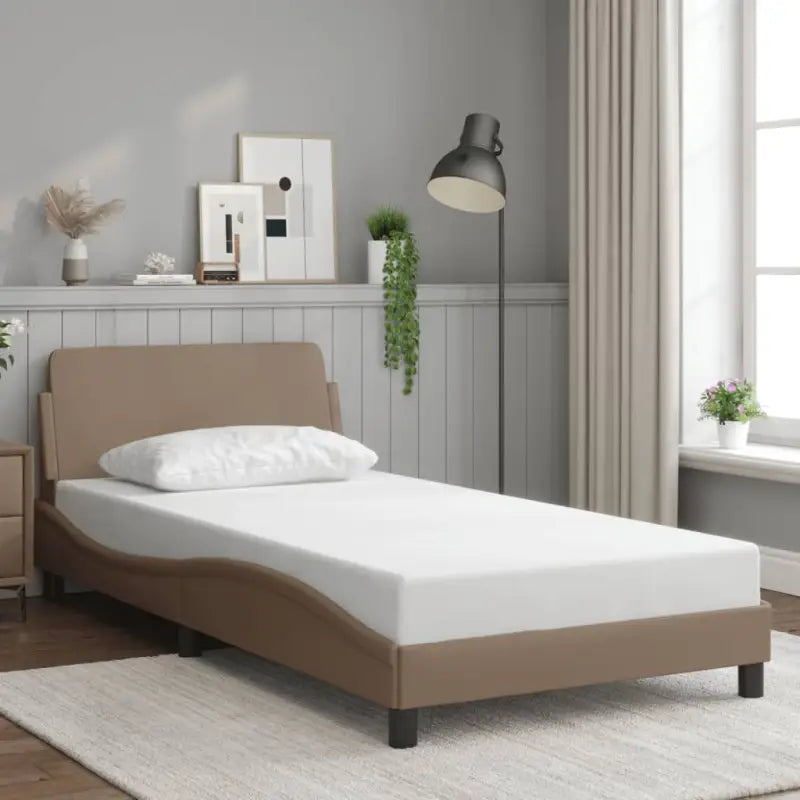 Bedframe met hoofdeinde en multiplex lattenbodem voor een goede nachtrust - Cappuccino / 100 x 200 cm - Bedden &