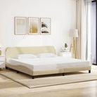 Bedframe met hoofdeinde en multiplex lattenbodem voor goede nachtrust - Crème / 200 x 200 cm - Bedden & bedframes