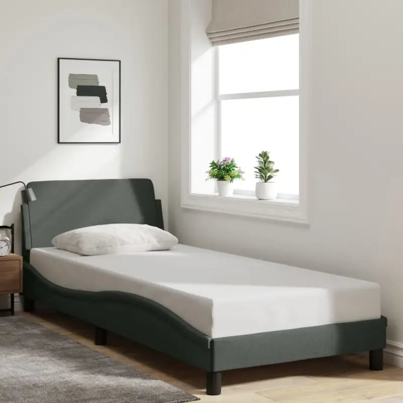 Bedframe met hoofdeinde en multiplex lattenbodem voor goede nachtrust - Donkergrijs / 90 x 200 cm - Bedden & bedframes