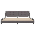 Bedframe met hoofdeinde in grijs materiaal en multiplex lattenbodem - Bedden & bedframes