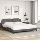 Bedframe met hoofdeinde in grijs materiaal en multiplex lattenbodem - Grijs / 180 x 200 cm - Bedden & bedframes