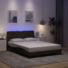 Bedframe met LED-verlichting en ademend vermogen in zwart materiaal - Donkerbruin / 140 x 190 cm - Bedden & bedframes