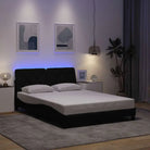 Bedframe met LED-verlichting en ademend vermogen in zwart materiaal - Zwart / 140 x 200 cm - Bedden & bedframes